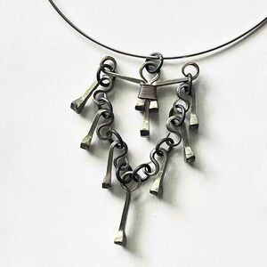 Brutalist Jewelry - Mid Century Modern -   Horseshoe Nail Necklace  Pendant